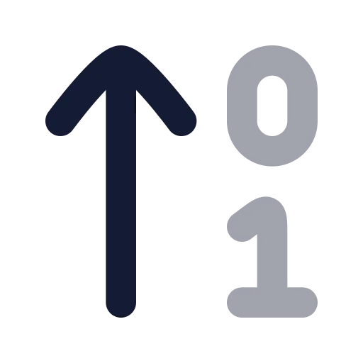 Arrow Up 0 1 Icon in Bulk Rounded style