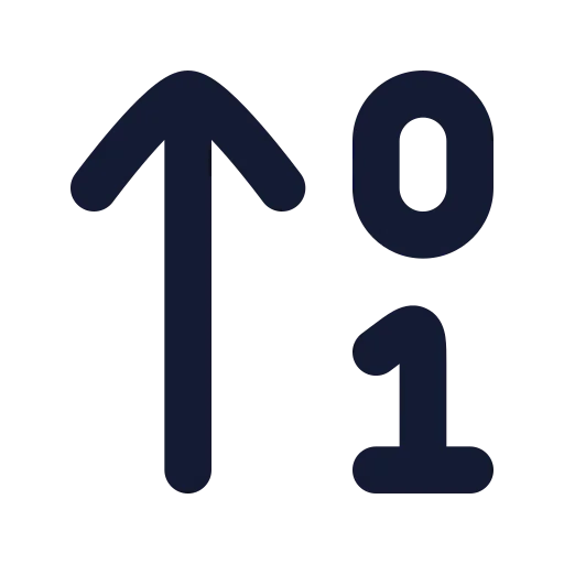 Arrow Up 0 1 Icon in Solid Rounded style