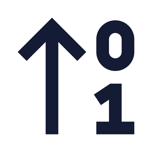 Arrow Up 0 1 Icon in Solid Sharp style