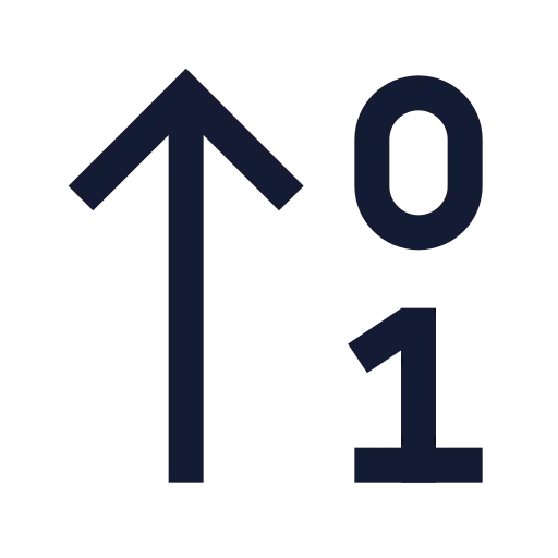 Arrow Up 0 1 Icon in Stroke Sharp style