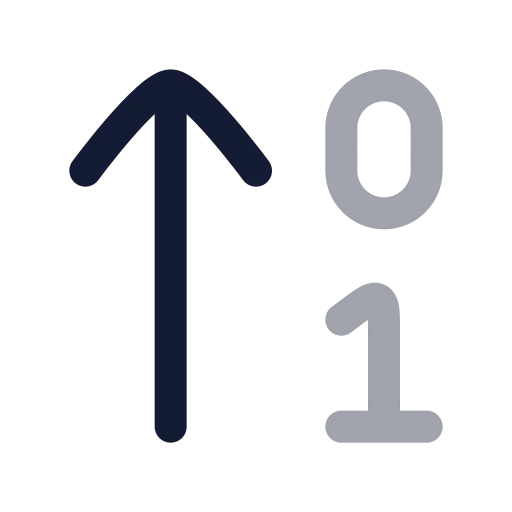 Arrow Up 0 1 Icon in Twotone Rounded style