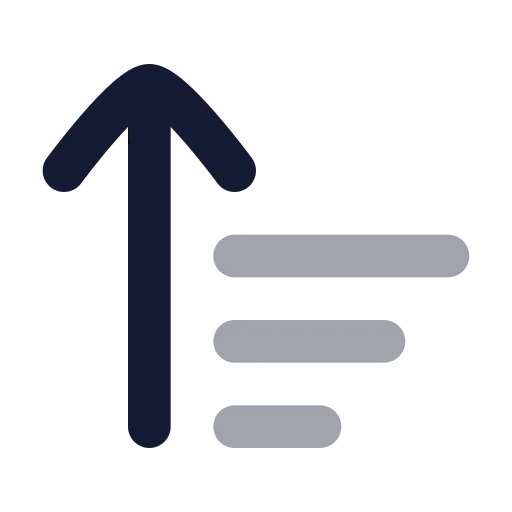 Arrow Up Wide Narrow Icon in Bulk Rounded style