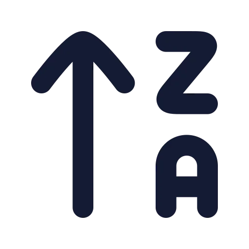 Arrow Up Z A Icon in Solid Rounded style
