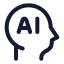 Artificialintelligence icon with stroke rounded style