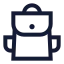 Backpack icon with stroke sharp style