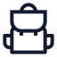 Backpack icon with stroke sharp style