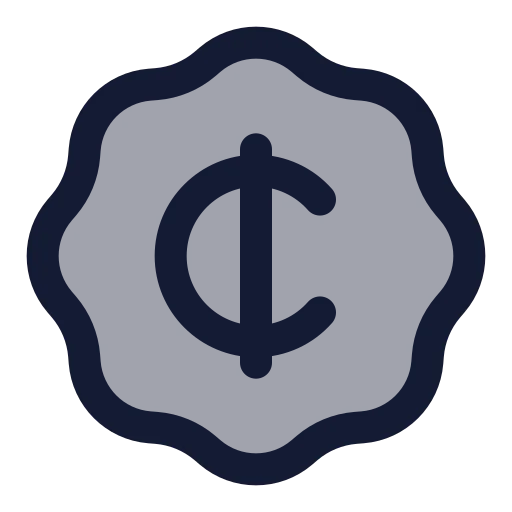 Badge Cent Icon in Duotone Rounded style