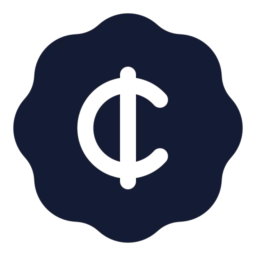 Badge Cent Icon in Solid Rounded style