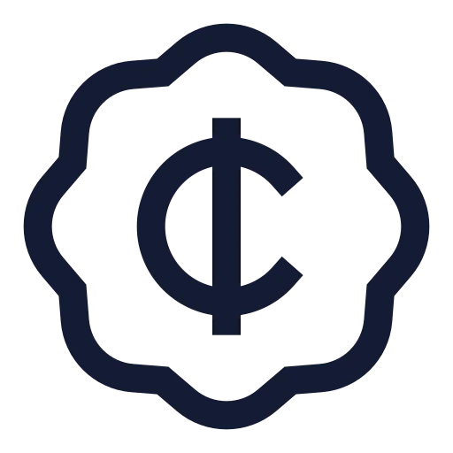 Badge Cent Icon in Stroke Sharp style