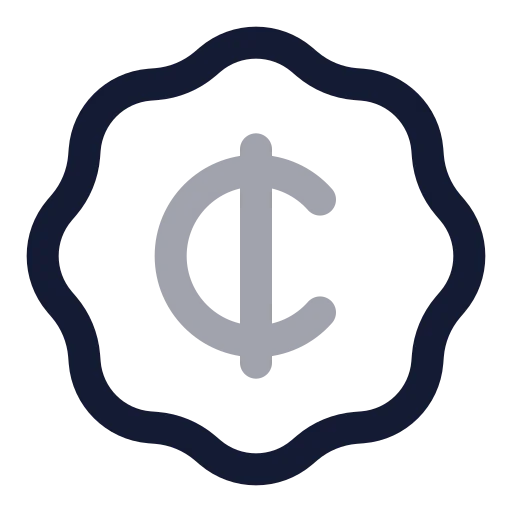Badge Cent Icon in Twotone Rounded style