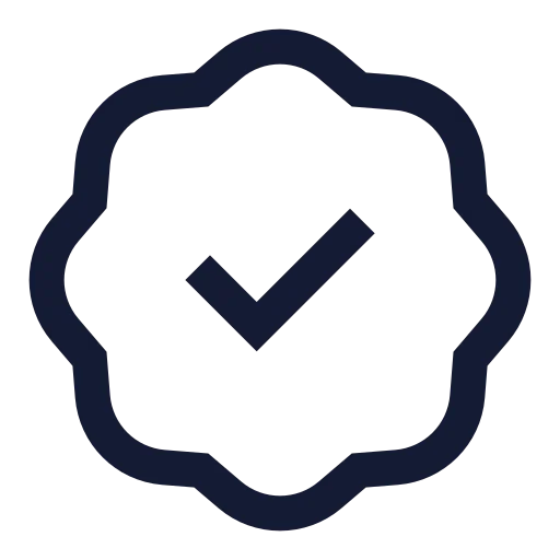 Badge Check Icon in Stroke Sharp style