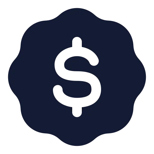 Badge Dollar Sign Icon in Solid Rounded style