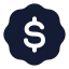 Badgedollarsign icon with solid rounded style
