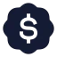 Badgedollarsign icon with solid sharp style