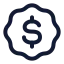 Badgedollarsign icon with stroke rounded style