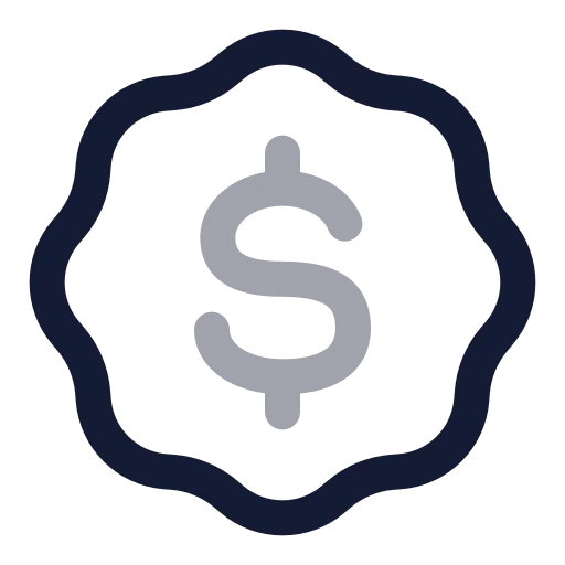 Badge Dollar Sign Icon in Twotone Rounded style