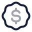 Badgedollarsign icon with twotone rounded style