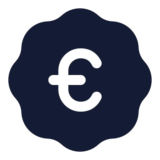 Badge Euro Icon in Solid Rounded style