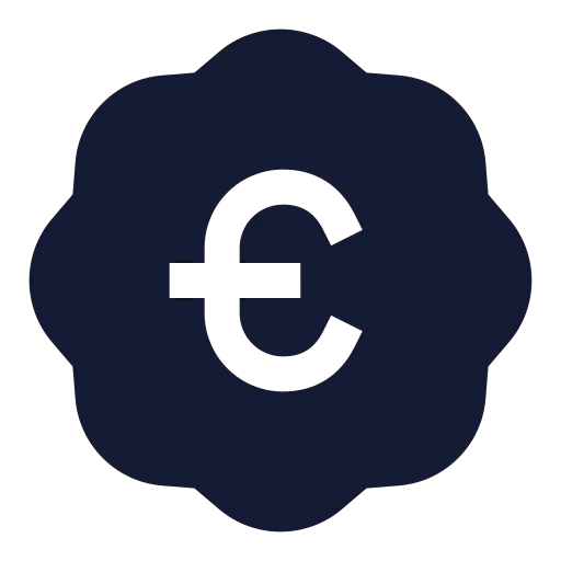 Badge Euro Icon in Solid Sharp style