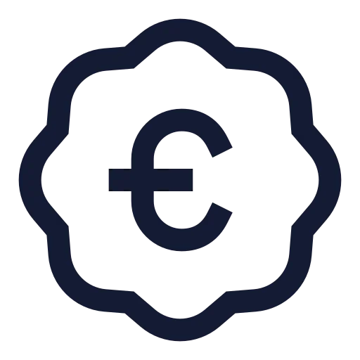 Badge Euro Icon in Stroke Sharp style