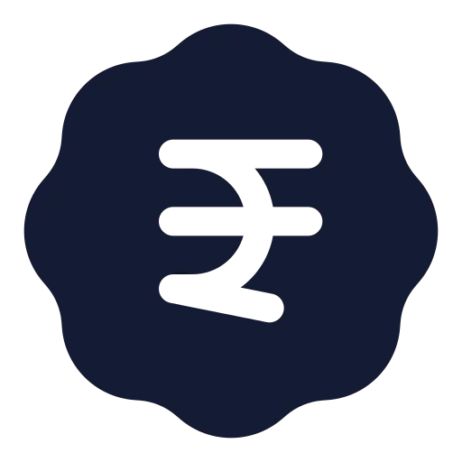 Badge Indian Rupee Icon in Solid Rounded style