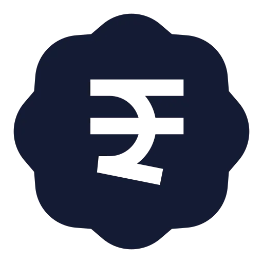 Badge Indian Rupee Icon in Solid Sharp style