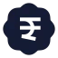 Badgeindianrupee icon with solid sharp style