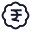 Badgeindianrupee icon with stroke sharp style