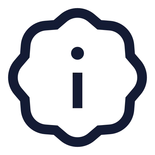 Badge Info Icon in Stroke Sharp style