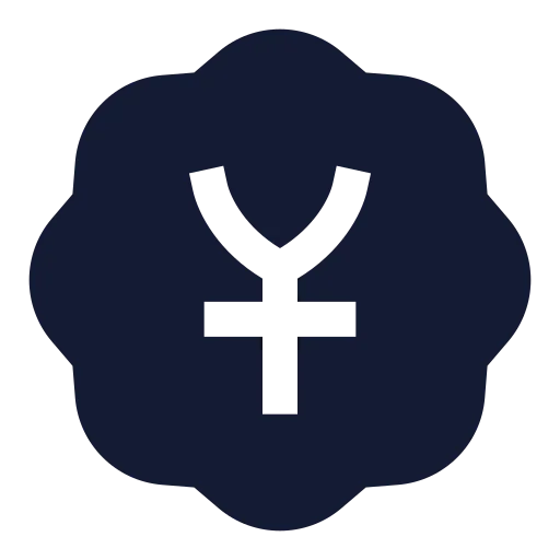 Badge Japanese Yen Icon in Solid Sharp style