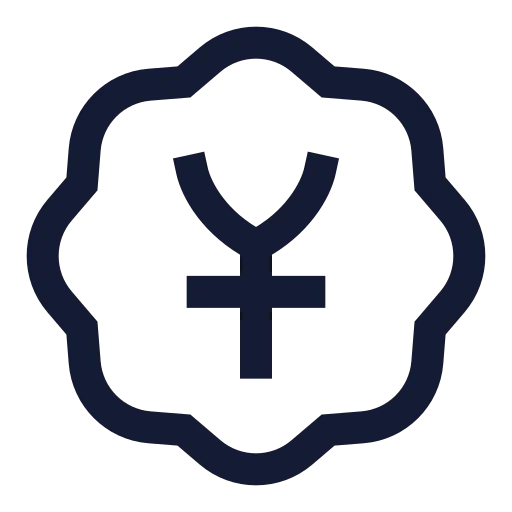 Badge Japanese Yen Icon in Stroke Sharp style