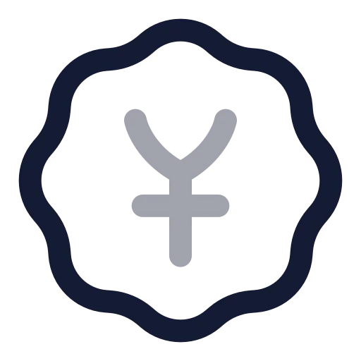 Badge Japanese Yen Icon in Twotone Rounded style