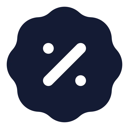 Badge Percent Icon in Solid Rounded style