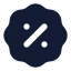 Badgepercent icon with solid rounded style