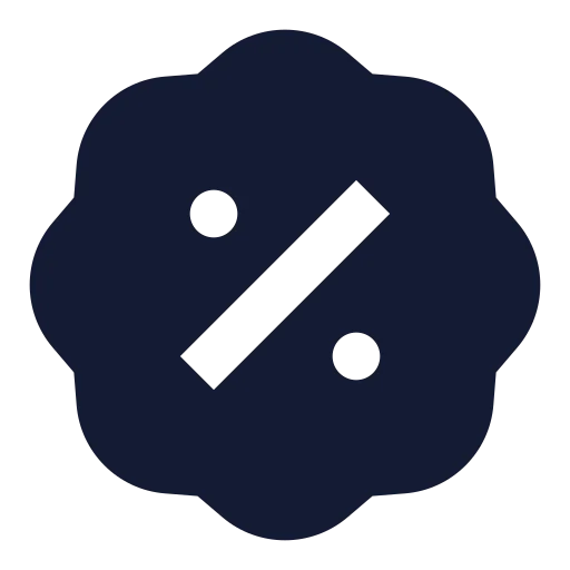 Badge Percent Icon in Solid Sharp style