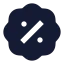 Badgepercent icon with solid sharp style