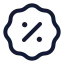 Badgepercent icon with stroke rounded style