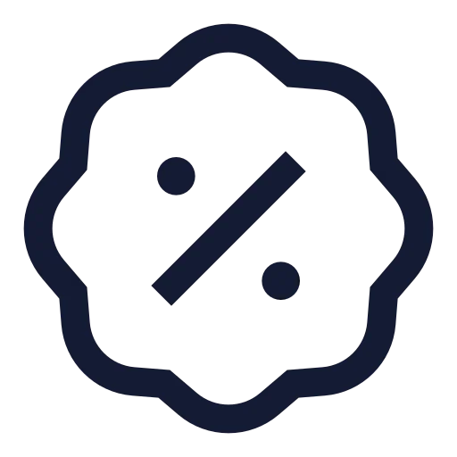 Badge Percent Icon in Stroke Sharp style