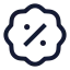 Badgepercent icon with stroke sharp style