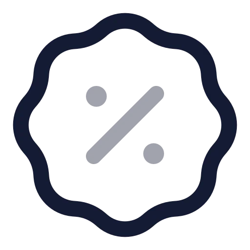 Badge Percent Icon in Twotone Rounded style