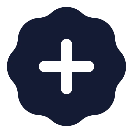 Badge Plus Icon in Solid Rounded style
