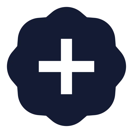 Badge Plus Icon in Solid Sharp style