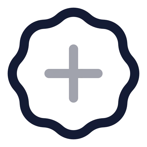 Badge Plus Icon in Twotone Rounded style