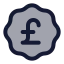 Badgepoundsterling icon with duotone rounded style