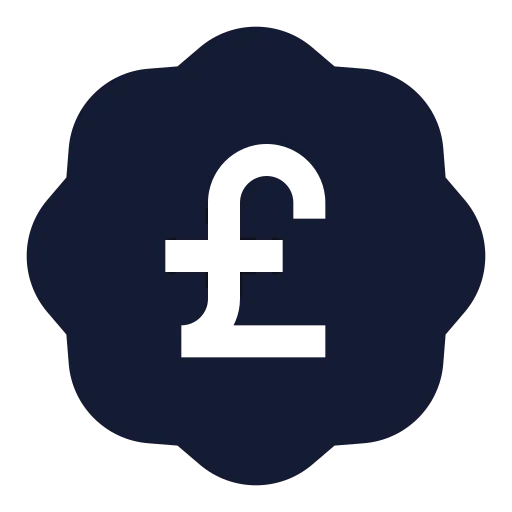 Badge Pound Sterling Icon in Solid Sharp style