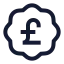 Badgepoundsterling icon with stroke sharp style
