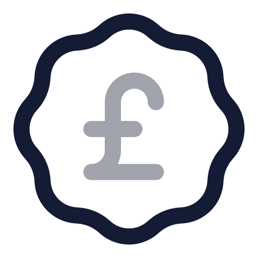 Badge Pound Sterling Icon in Twotone Rounded style