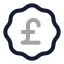 Badgepoundsterling icon with twotone rounded style