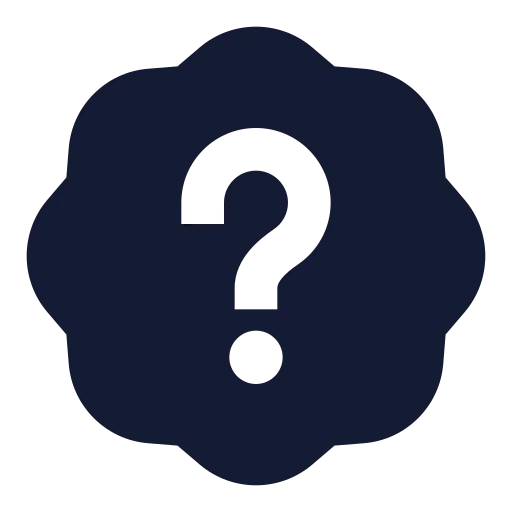 Badge Question Mark Icon in Solid Sharp style