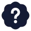 Badgequestionmark icon with solid sharp style